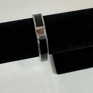 Black and Silver Tone L Bangle Bracelet